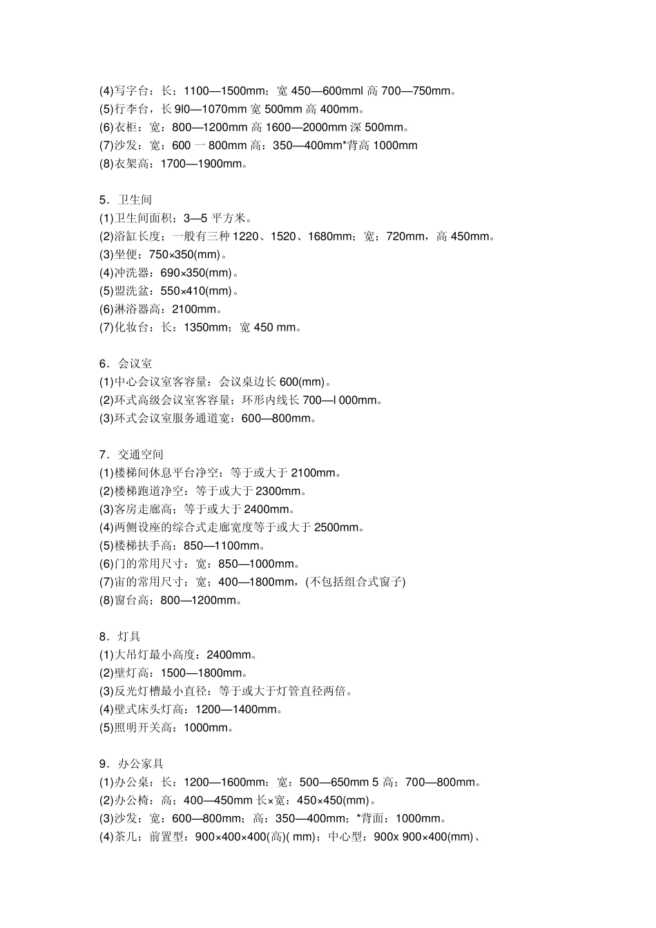 室内空间常用尺寸_第2页