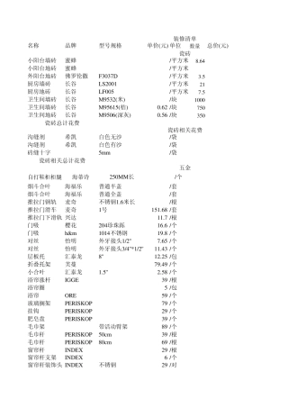 室内装修价目表