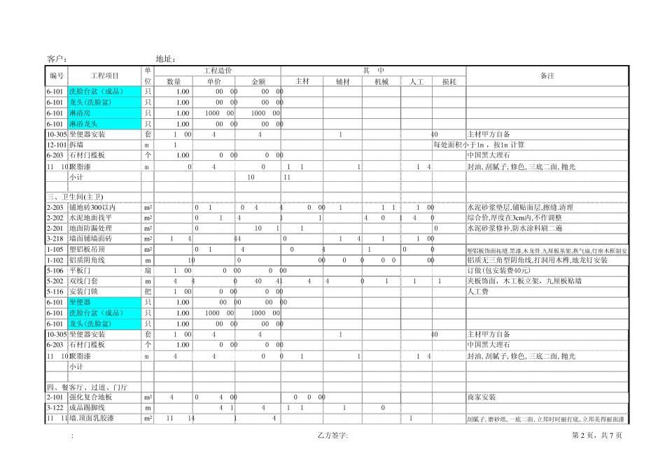 室内装修预算清单_第2页