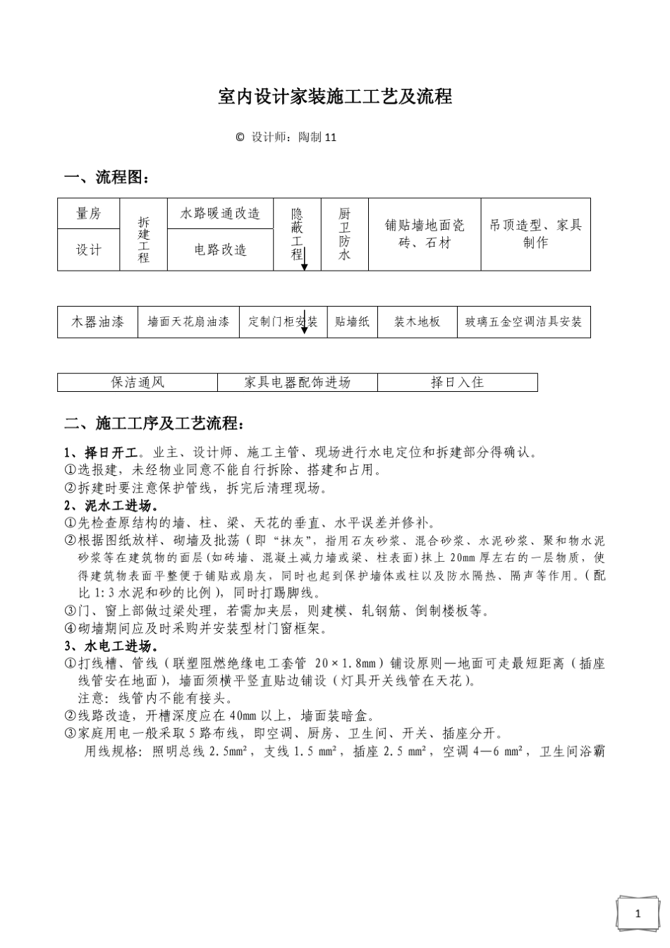 室内设计家装施工工序及流程_第1页