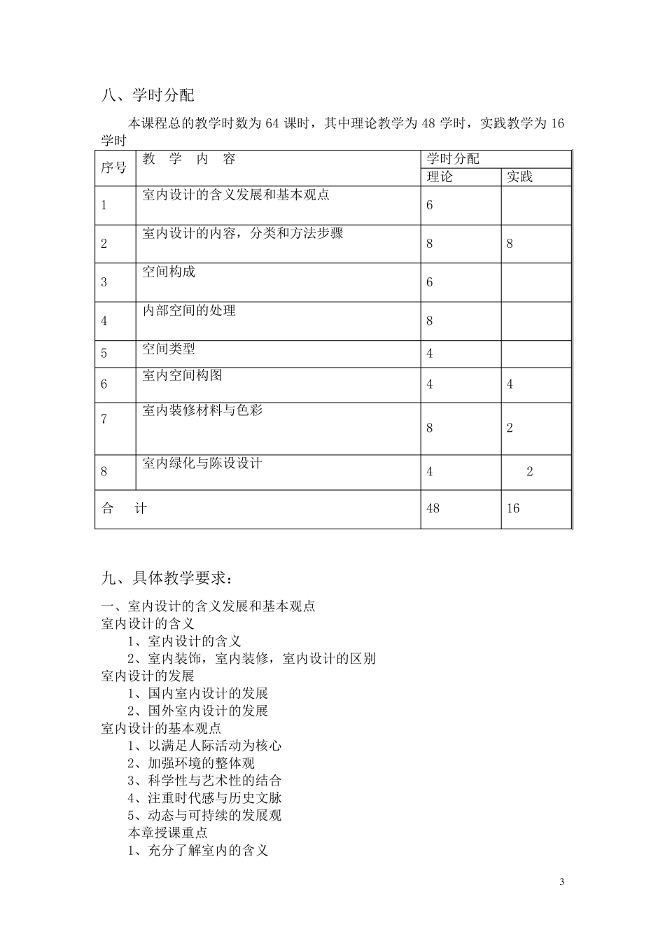 室内设计教学大纲专科_第3页
