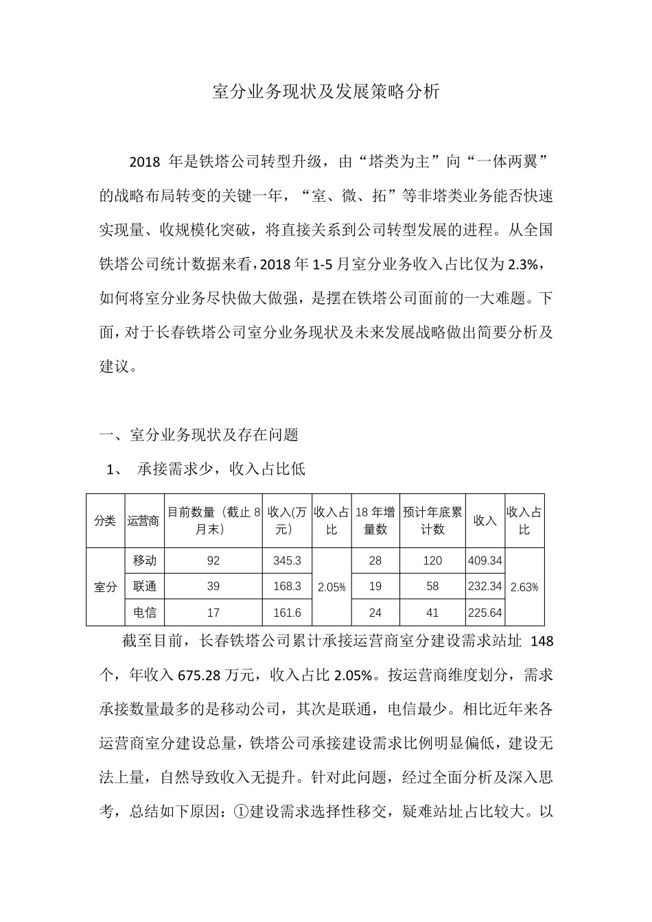 室分业务现状及发展策略分析(v2)_第1页