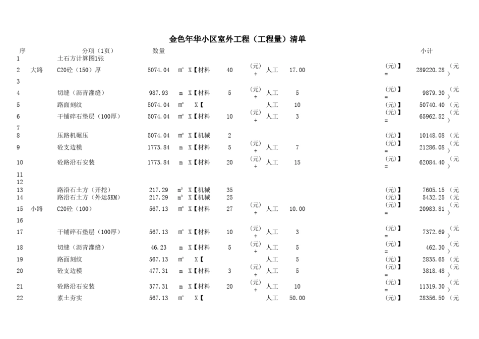 室外工程量清单(报价)分析_第1页