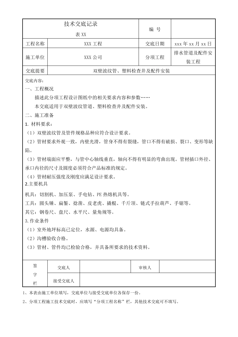 室外排水管(双壁波纹管)安装技术交底_第1页