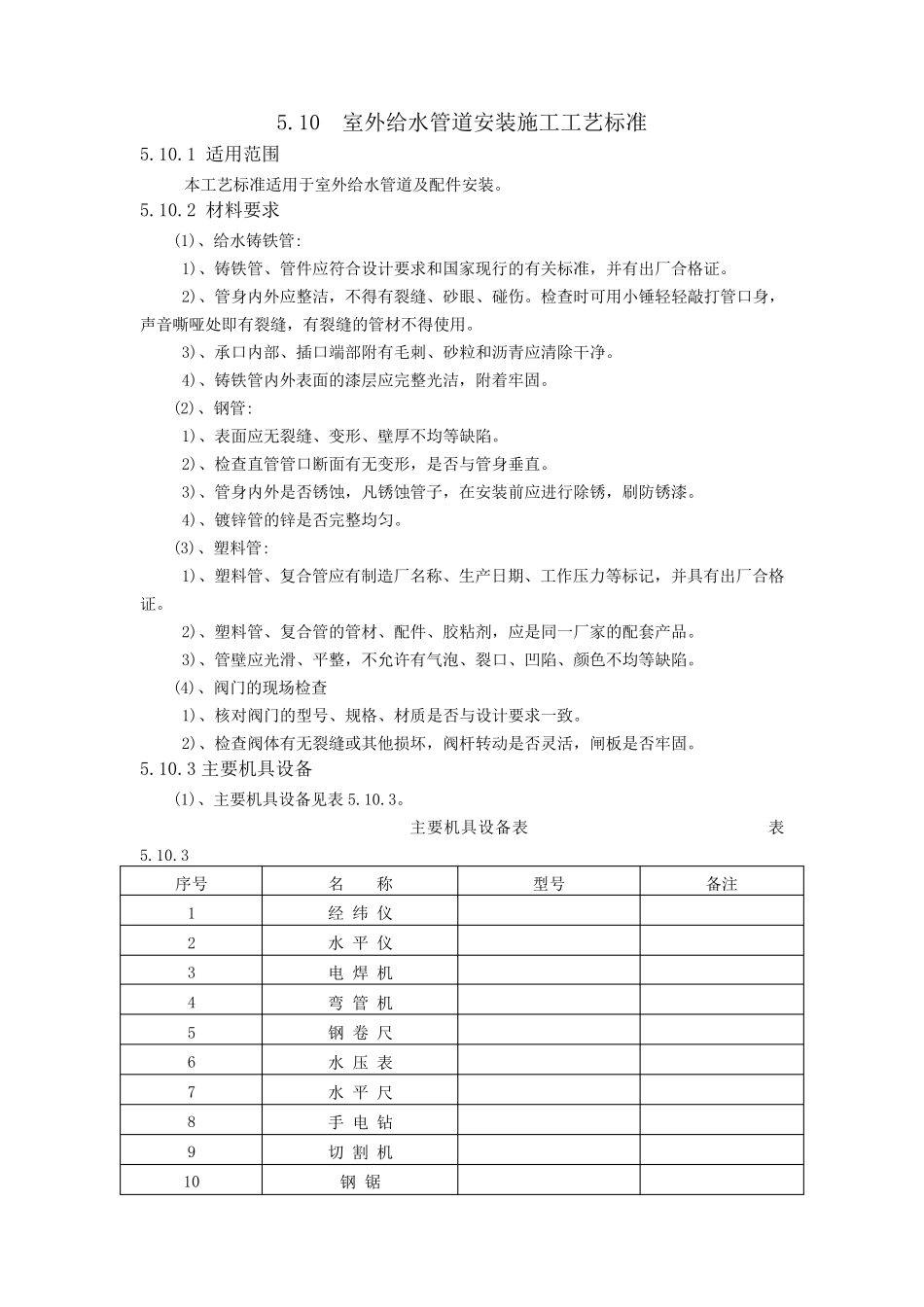 室外给水管安装施工工艺标准_第1页