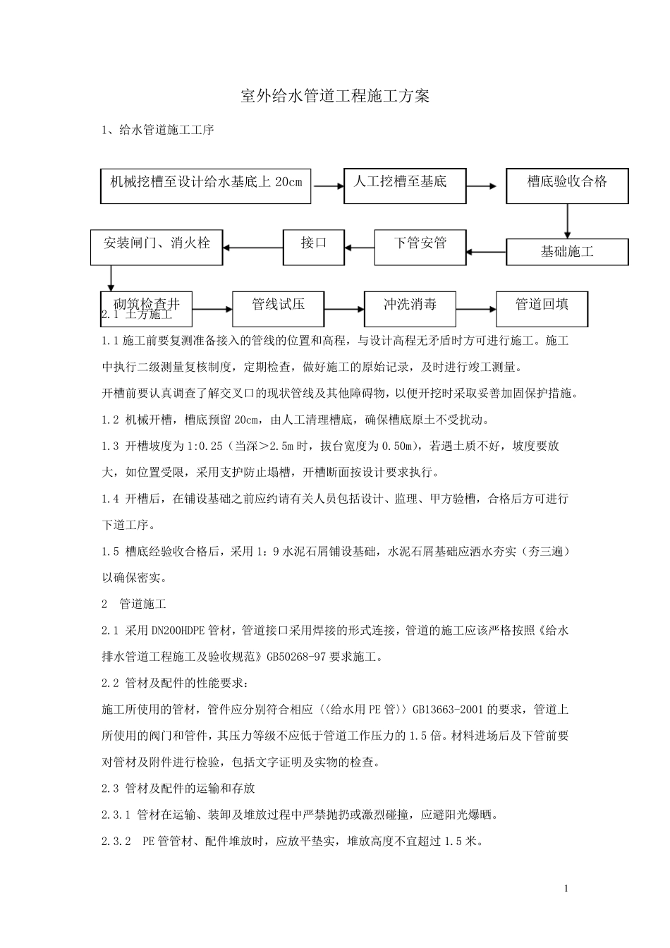 室外给水管道工程施工方案_第1页