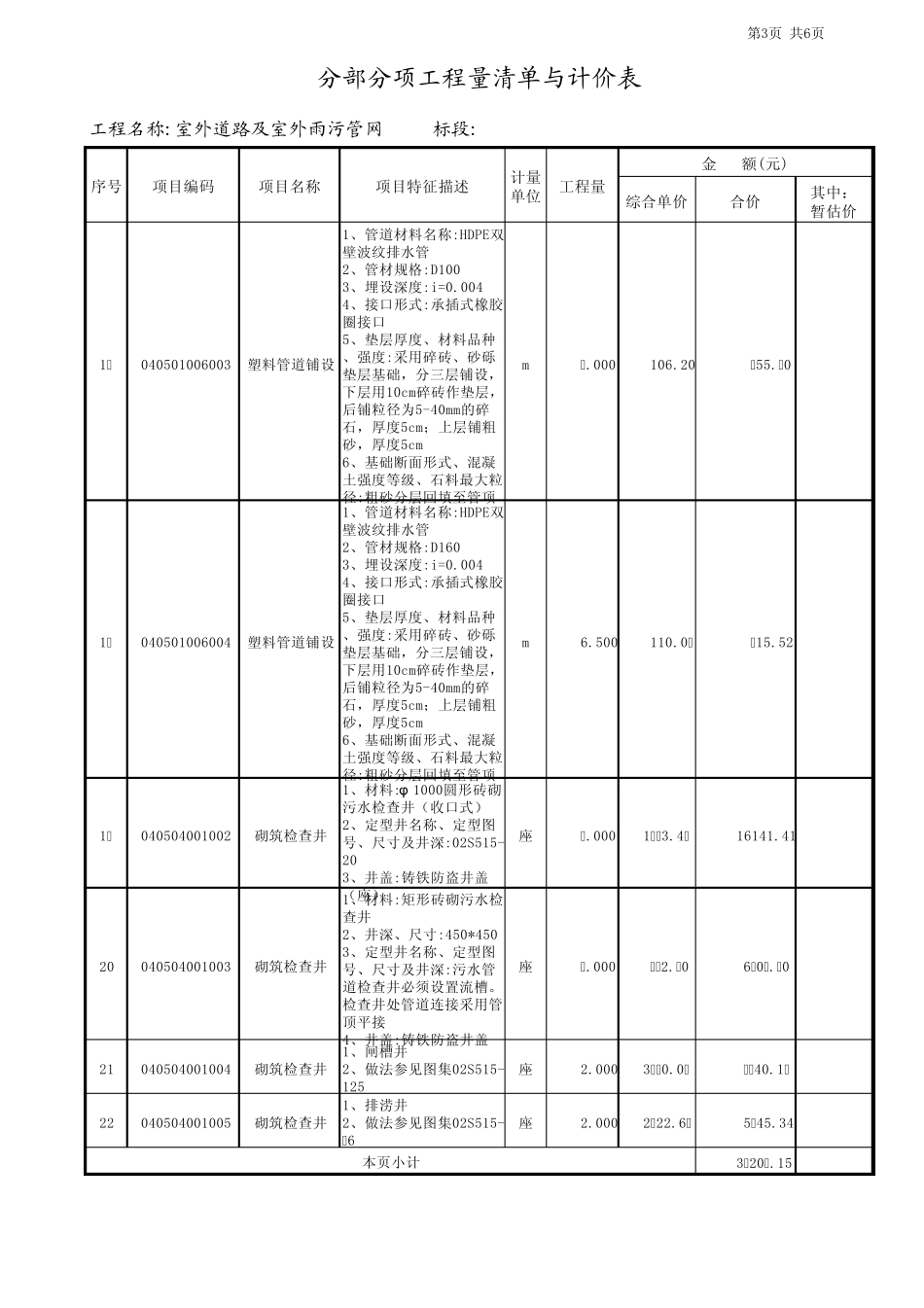 室外道路及室外雨污管网控制价文件_第3页
