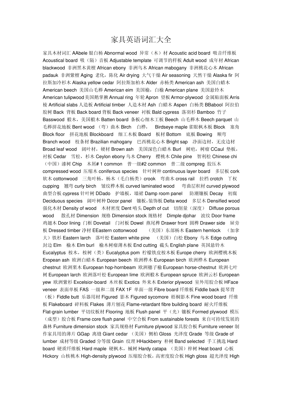 家具专业术语_第1页