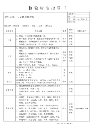 家具五金检验标准指导书