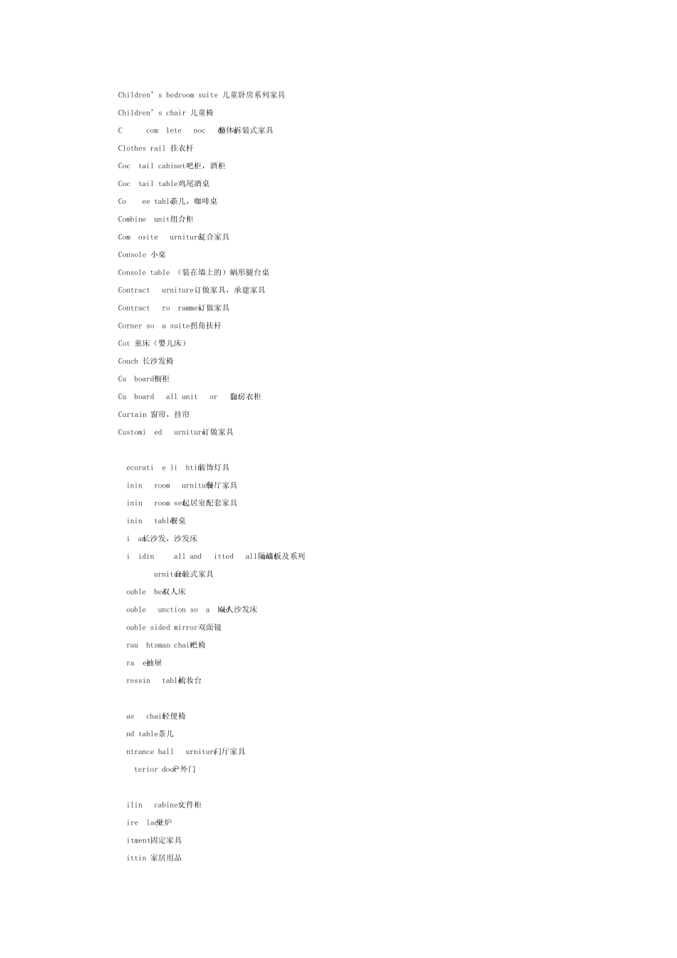 家具英文词汇大全_第2页