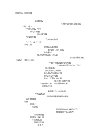 家具英语家具机械