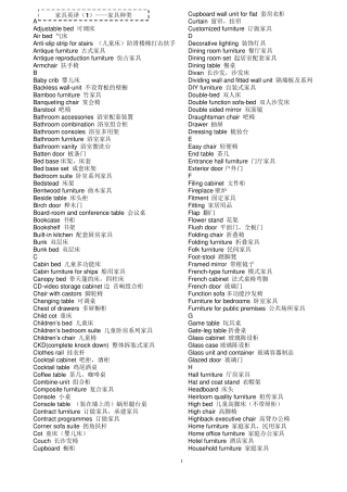 家具行业英语