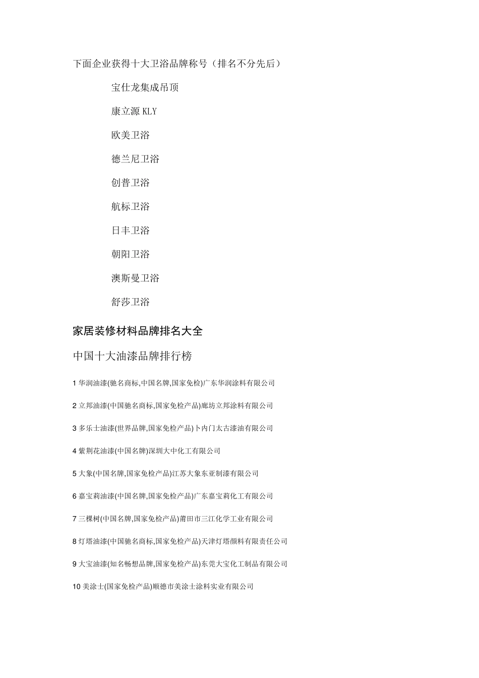 家居装修材料品牌排名大全_第2页