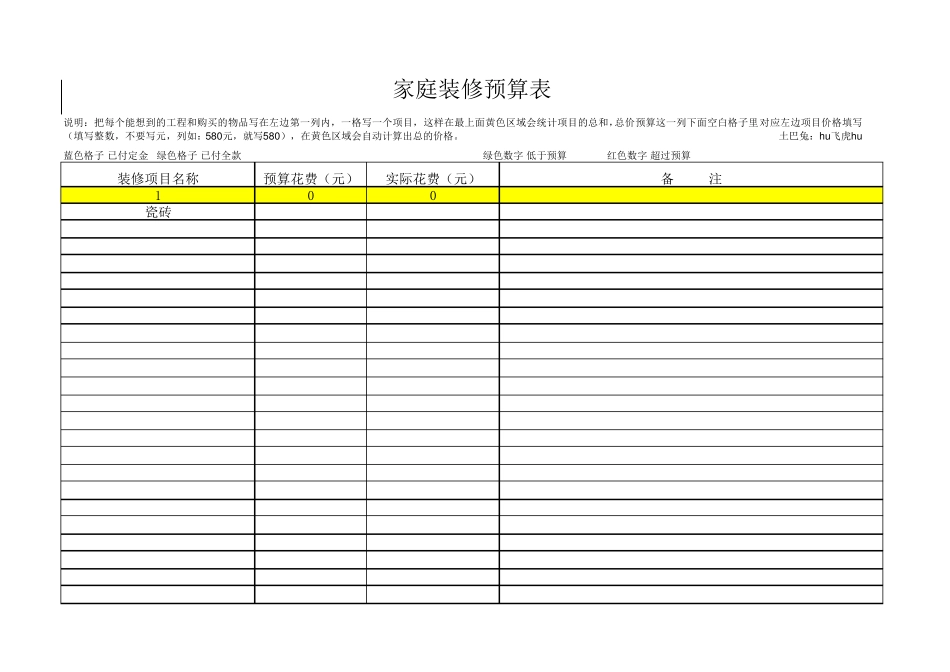 家庭装修记账表_第1页