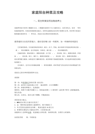 家庭阳台种菜及攻略