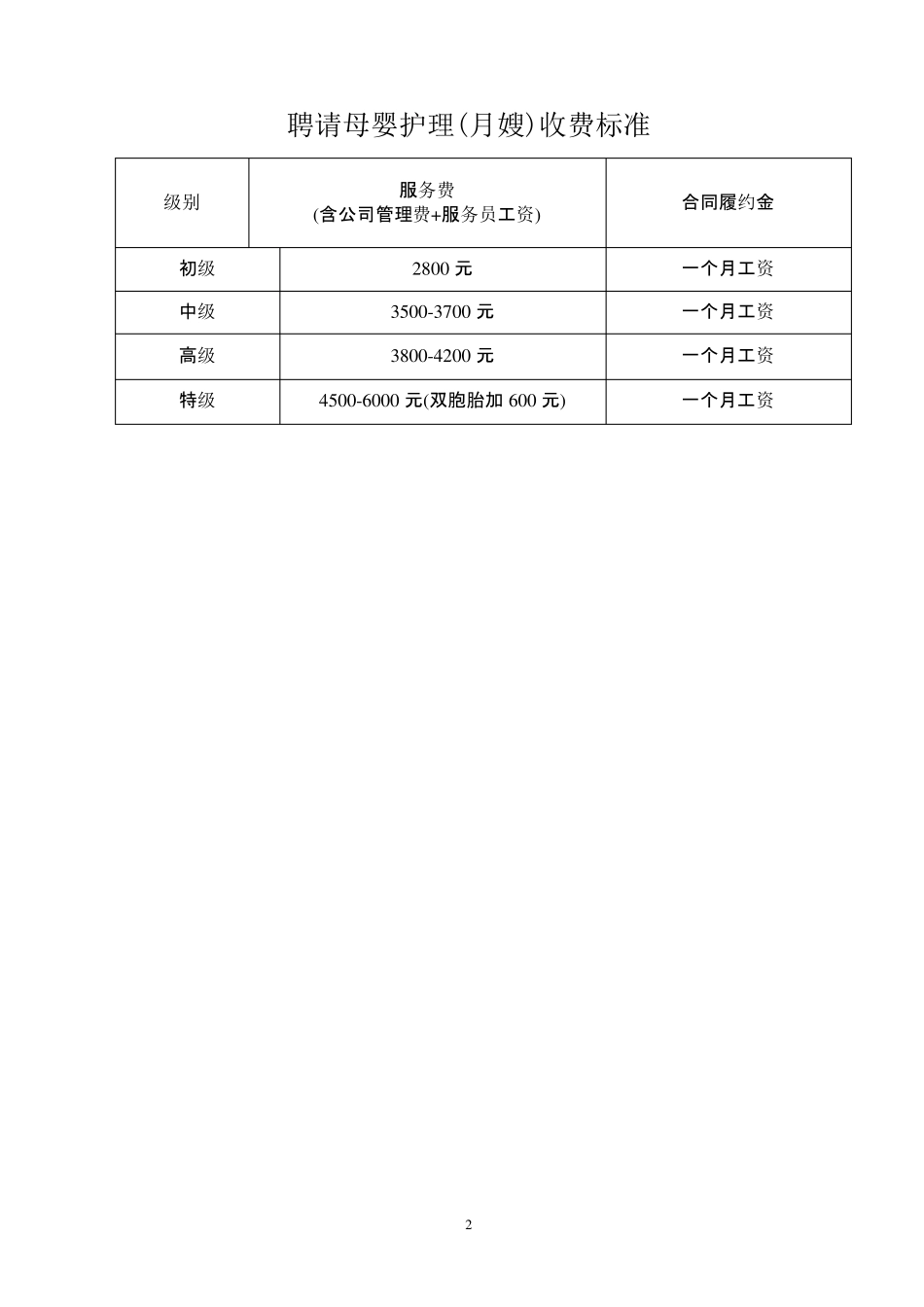 家政公司收费标准_第2页