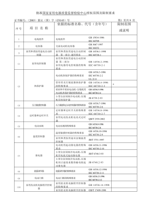 家用电器检验标准