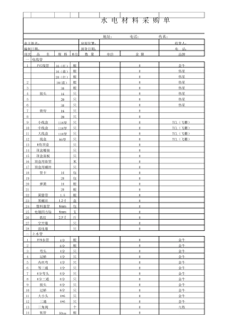 家装水电材料采购标准清单