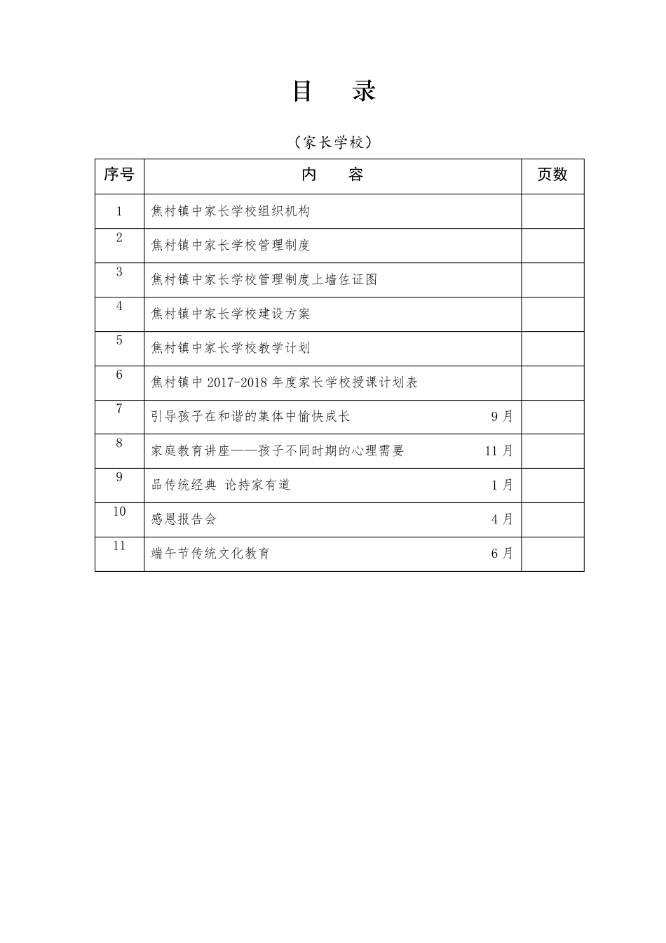 家长学校整套资料目录+内容_第1页