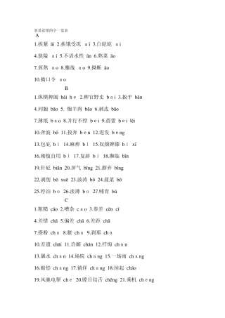 容易读错的字一览表