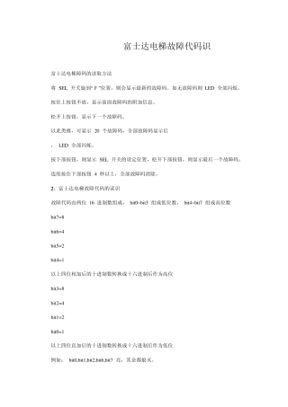 富士达电梯故障代码识别