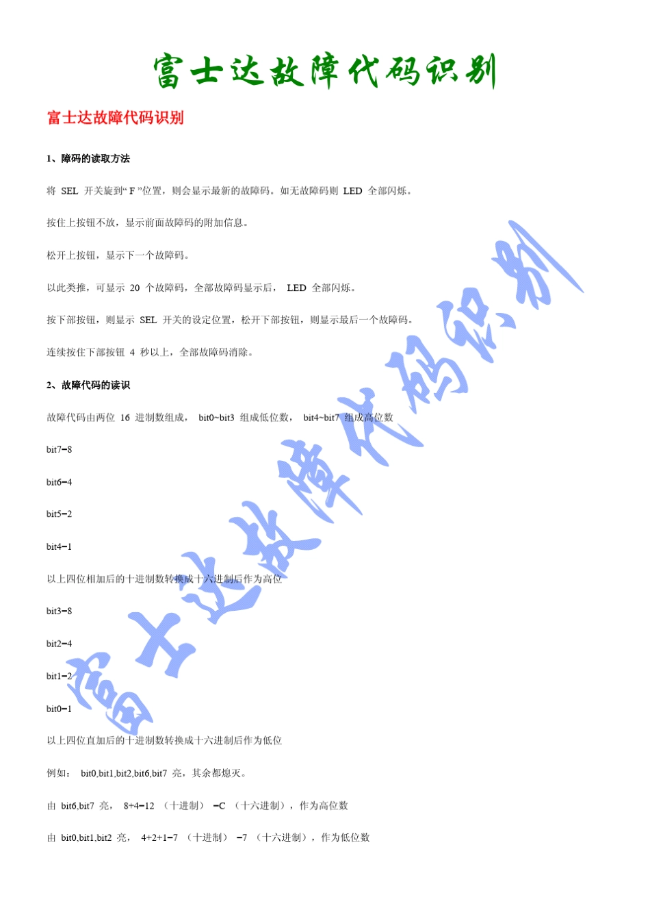 富士达电梯故障代码读_第1页