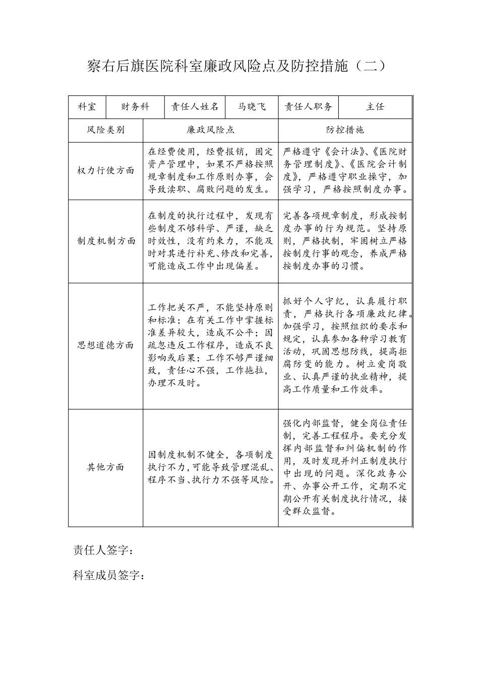 察右后旗医院科室廉政风险点及防控措施_第2页