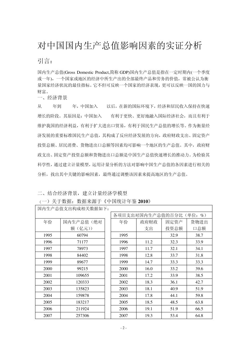 对中国国内生产总值影响因素的实证分析_第2页