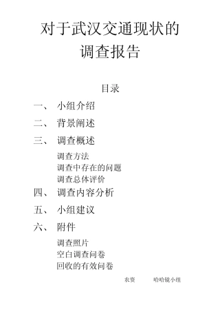 对于武汉交通现状的调查报告