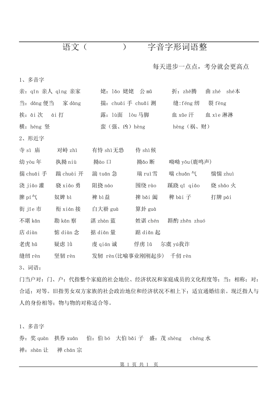 对口(单招)高考易错字音字形_第1页