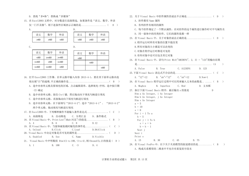 对口升学计算机专业试题_第2页