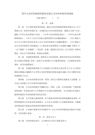 对外担保管理制度