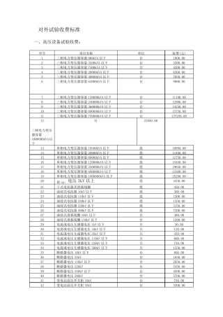 对外试验收费标准