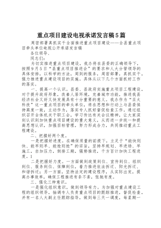 重点项目建设电视承诺发言稿5篇