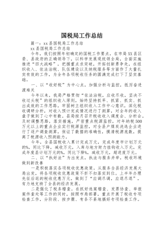 国税局工作总结