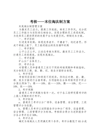 考核——末位淘汰制方案