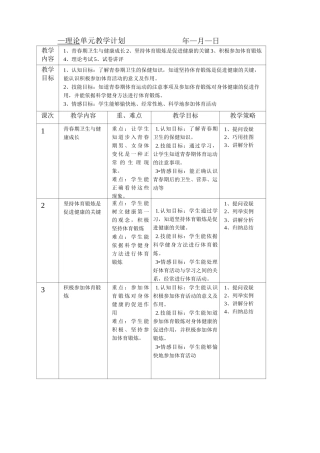 体育单元教学计划