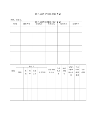 幼儿园安全管理类表格