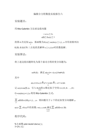 偏微分方程数值算法及matlab实验报告(6)