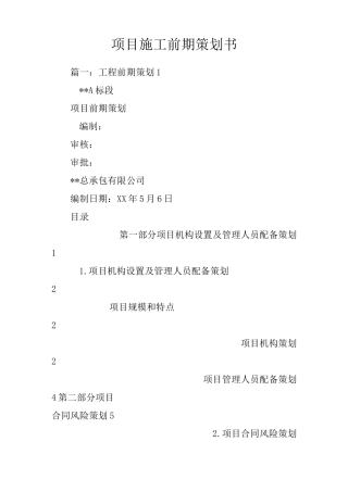 项目施工前期策划书