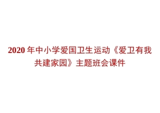 2020年中小学爱国卫生运动《爱卫有我  共建家园》主题班会课件