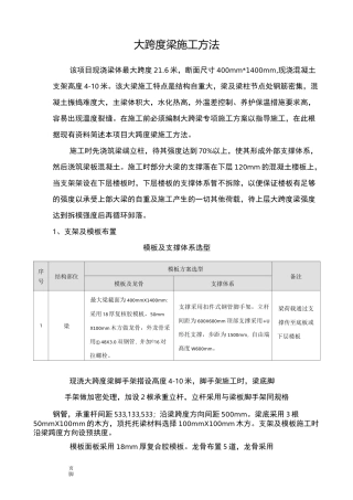 大跨度梁施工方法