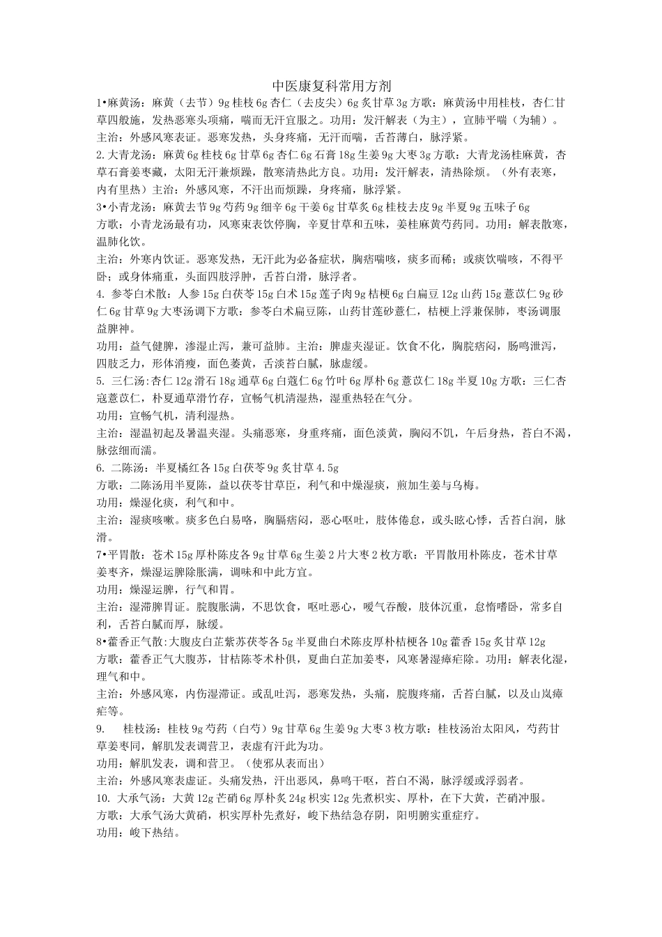 中医康复科常用方剂_第1页