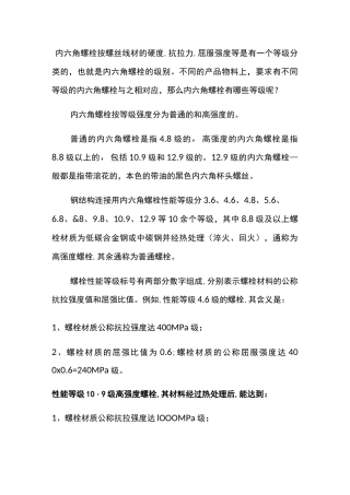 内六角螺钉标准