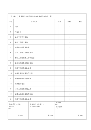 甘肃建筑装饰装修工程竣工验收资料表格