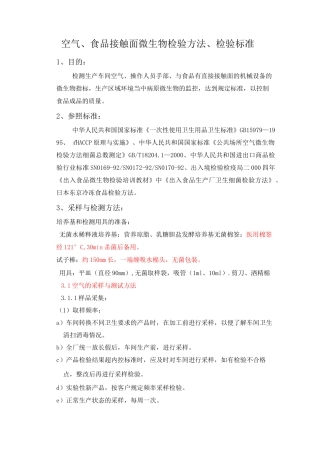 车间员工手部和空气菌落总数限量