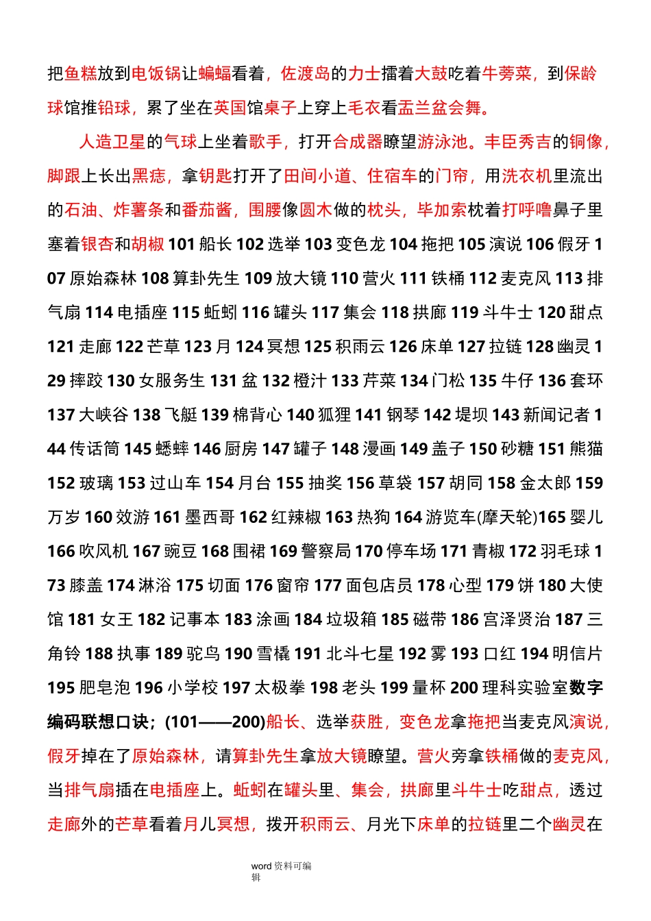 日本七田真右脑记忆1000数字编码联想口诀_第2页
