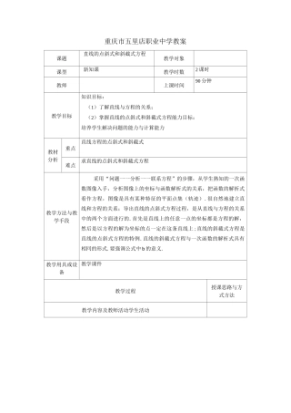 直线的点斜式和斜截式方程