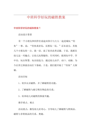 中班科学好玩的磁铁教案