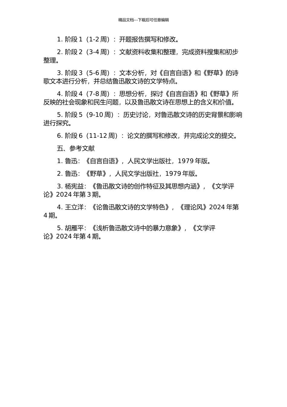 鲁迅散文诗《自言自语》、《野草》研究的开题报告_第2页
